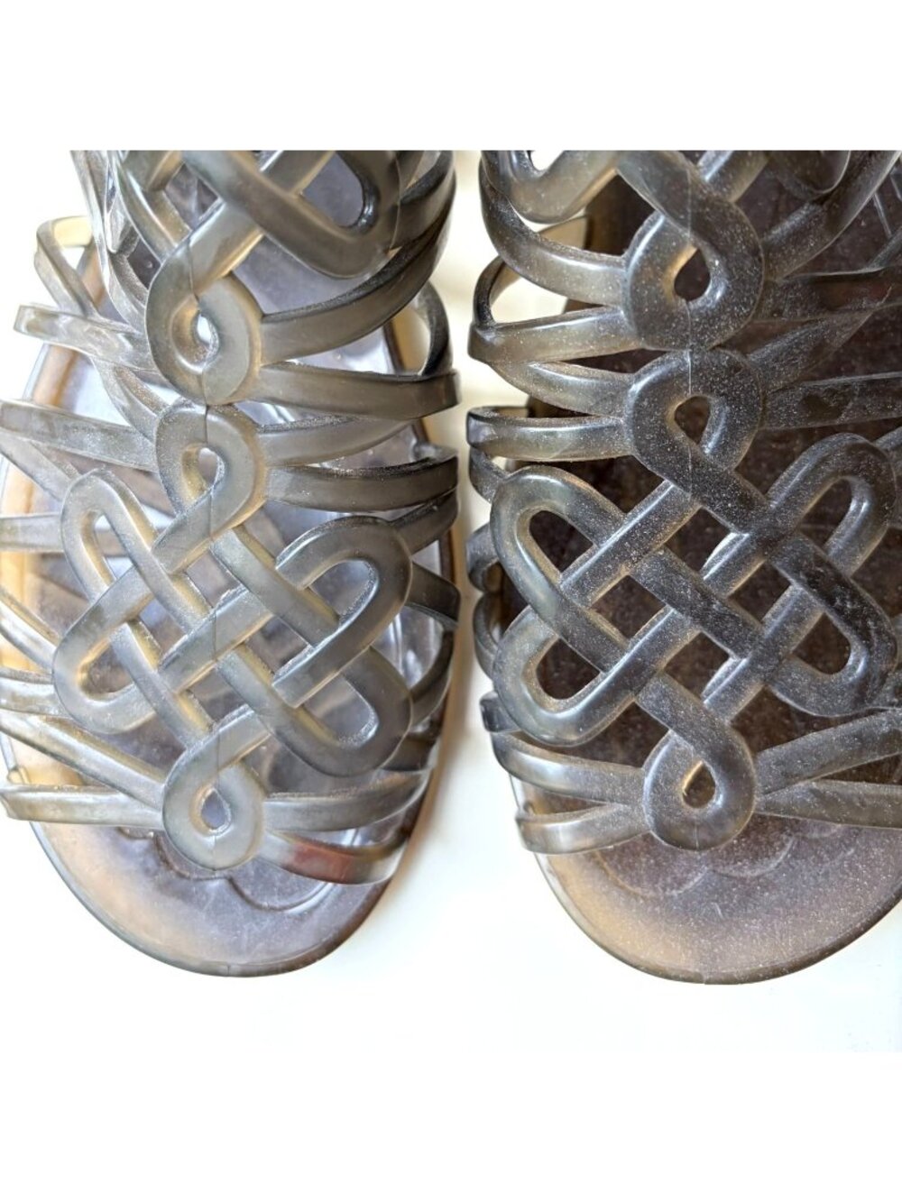 Diane Von Furstenberg DVF Jaya Love Knot Jelly Gladiator Sandal Gray Size 9M - Picture 4 of 10